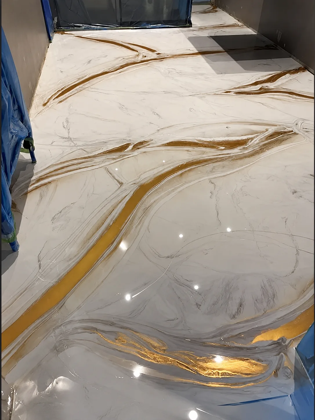 Piso Epóxico Beige Dorado