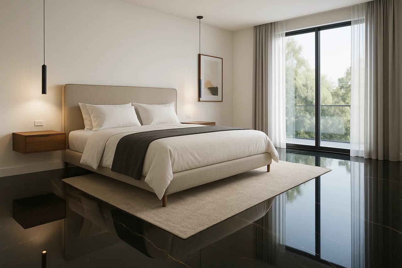Piso epólico metálico sparkle para sala moderna